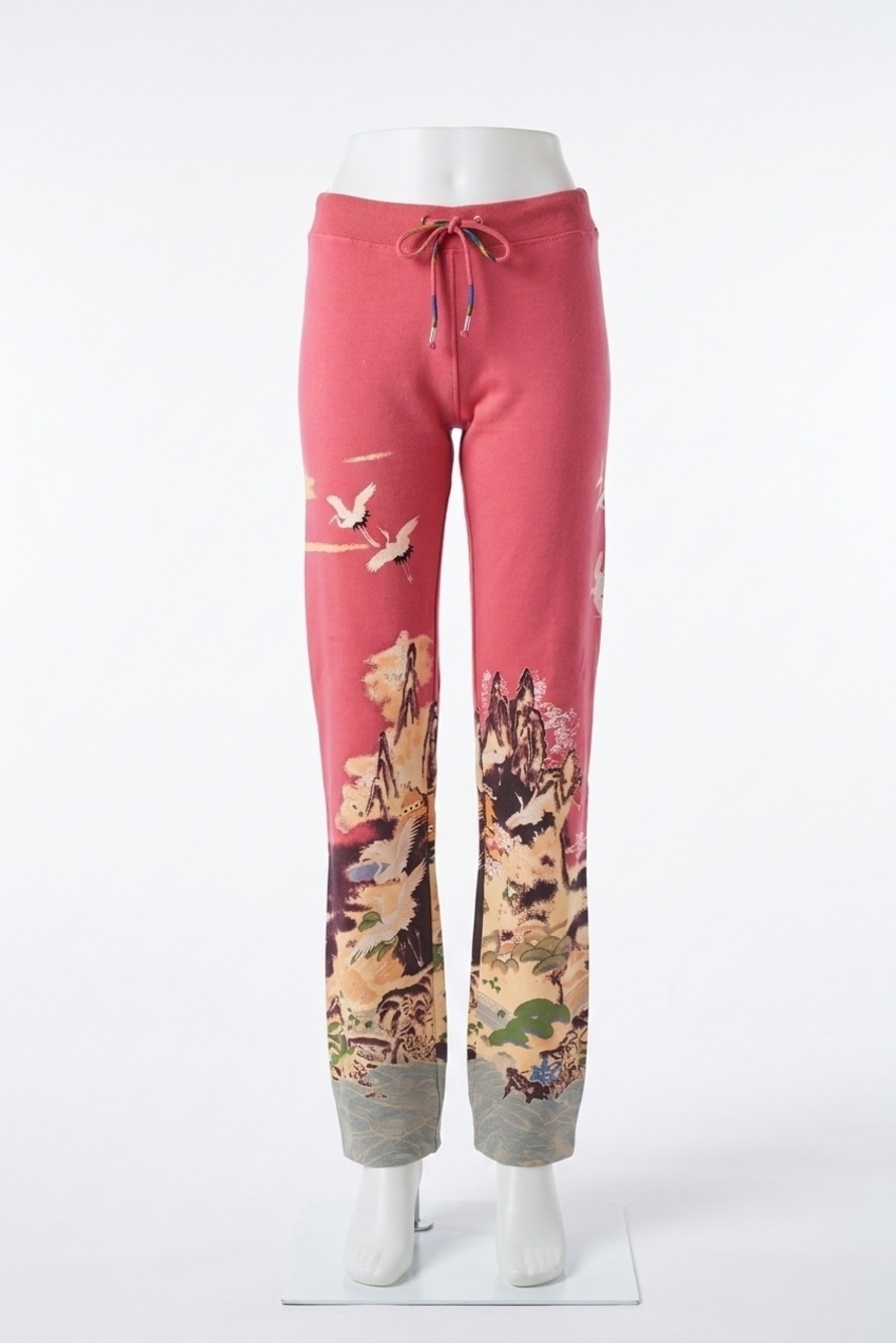 NEW PAPARAZZI women's stretch crane print lounge pant in red